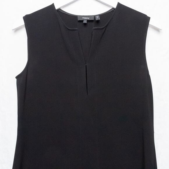 Revolve THEORY Desza Jersey Crepe Black Asymmetrical Hem Dress Sleeveless Sz 2 - Picture 5 of 12